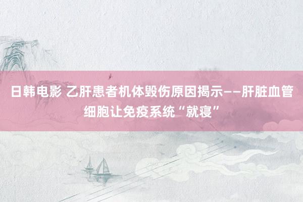 日韩电影 乙肝患者机体毁伤原因揭示——肝脏血管细胞让免疫系统“就寝”