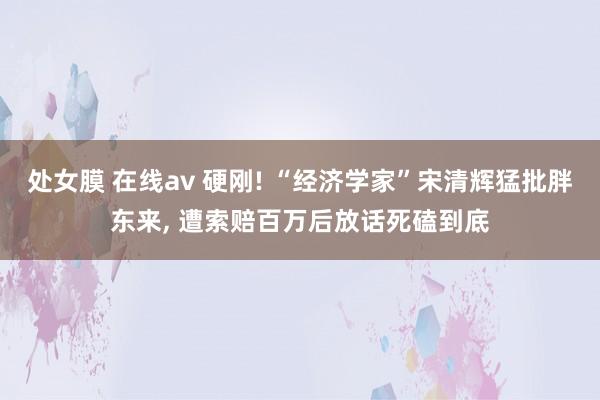 处女膜 在线av 硬刚! “经济学家”宋清辉猛批胖东来， 遭索赔百万后放话死磕到底